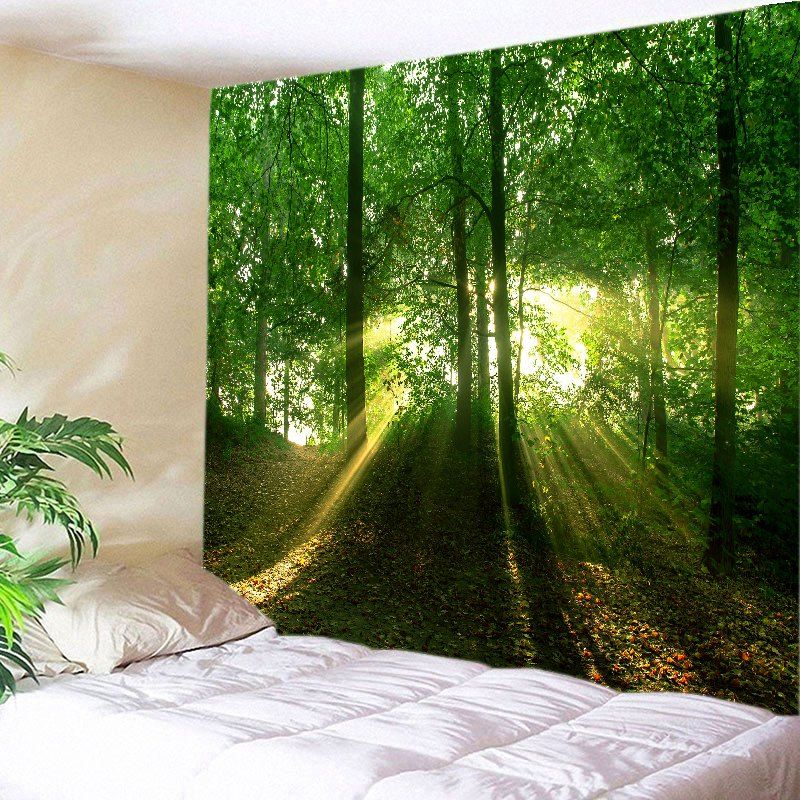 

Sunlight Forest Floral Print Tapestry Wall Hanging Art, Green