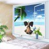 Window Beach Elephant Print Tapestry Wall Hanging Art - Pers W59 INCH * L51 INCH