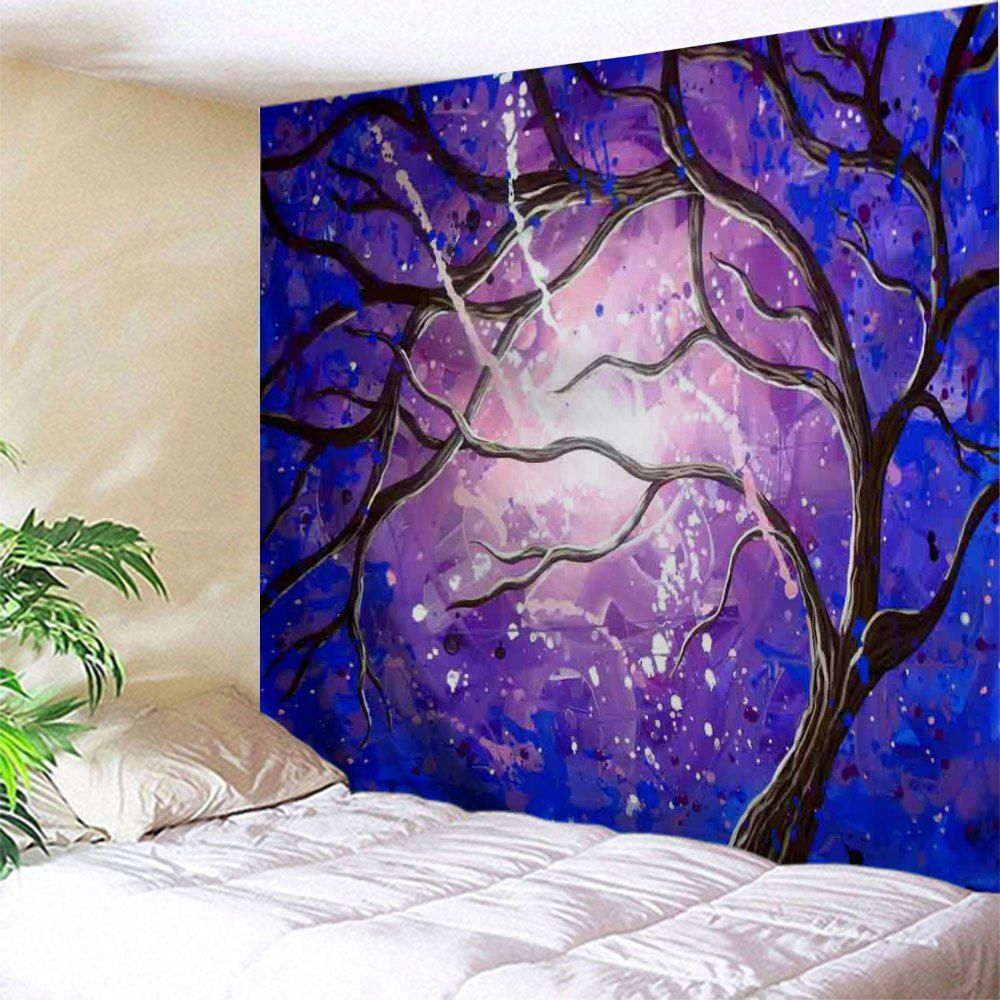 

Tree Branch Print Tapestry Wall Hanging Art, Blue + purple