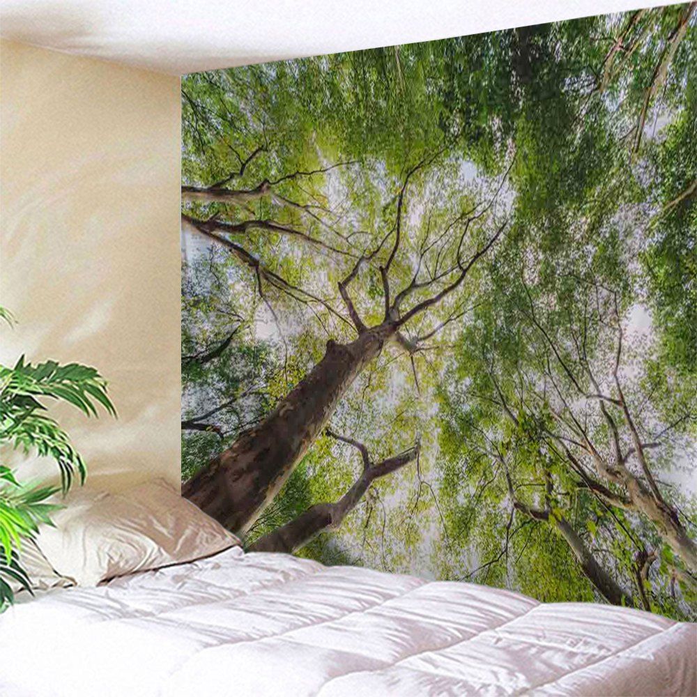 

Forest Leafy Trees Print Tapestry Wall Hanging Art, Green