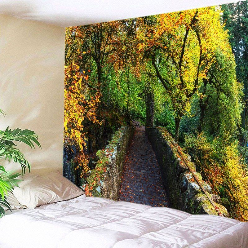 

Forest Bridge Print Tapestry Wall Hanging Art, Green