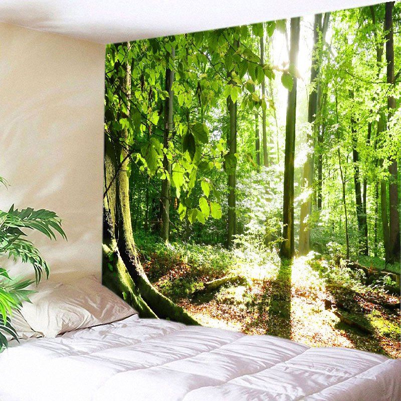 

Forest Sunshine Print Tapestry Wall Hanging Decor, Green