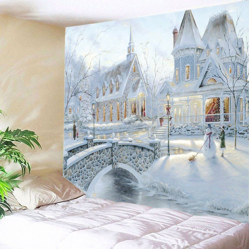 

Snow House Print Tapestry Wall Hanging Art, White
