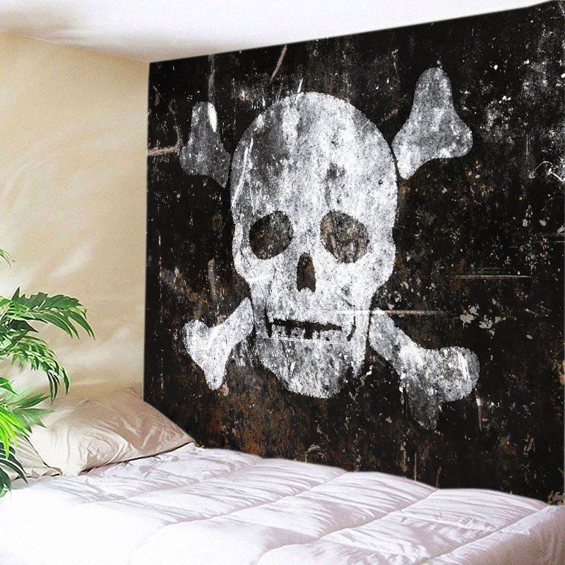 

Skull Old Wall Print Tapestry Wall Hanging Art, Black white