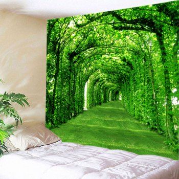 [17% OFF] 2023 Trees Pathway Print Tapestry Wall Hanging Art In GREEN ...