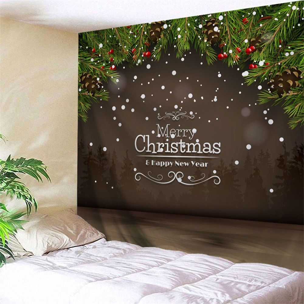 

Merry Christmas Graphic Wall Hanging Tapestry, Dun