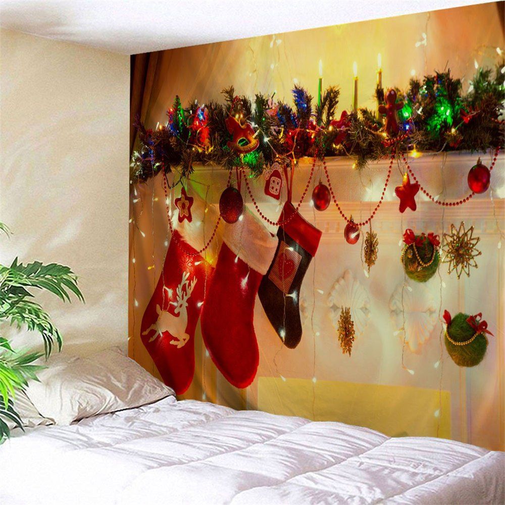 

Christmas Socks Bedroom Wall Tapestry, Yellow