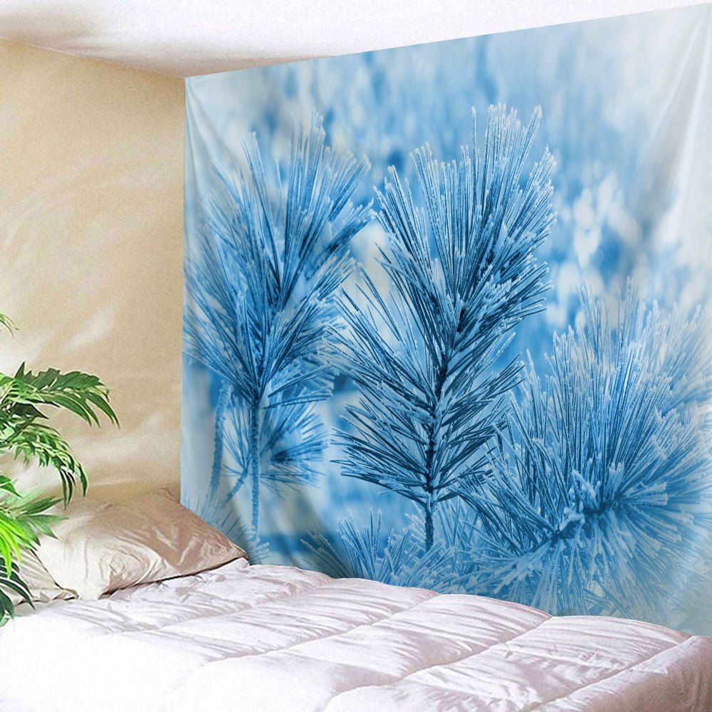 

Wall Art Snow Branch Christmas Tapestry, Ice blue