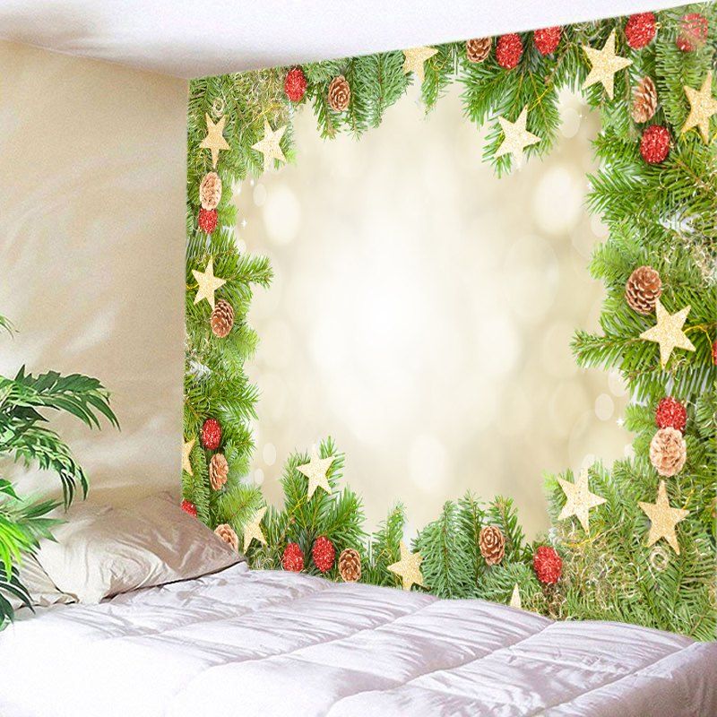 

Christmas Tree Stars Print Tapestry Wall Hanging Art, Green