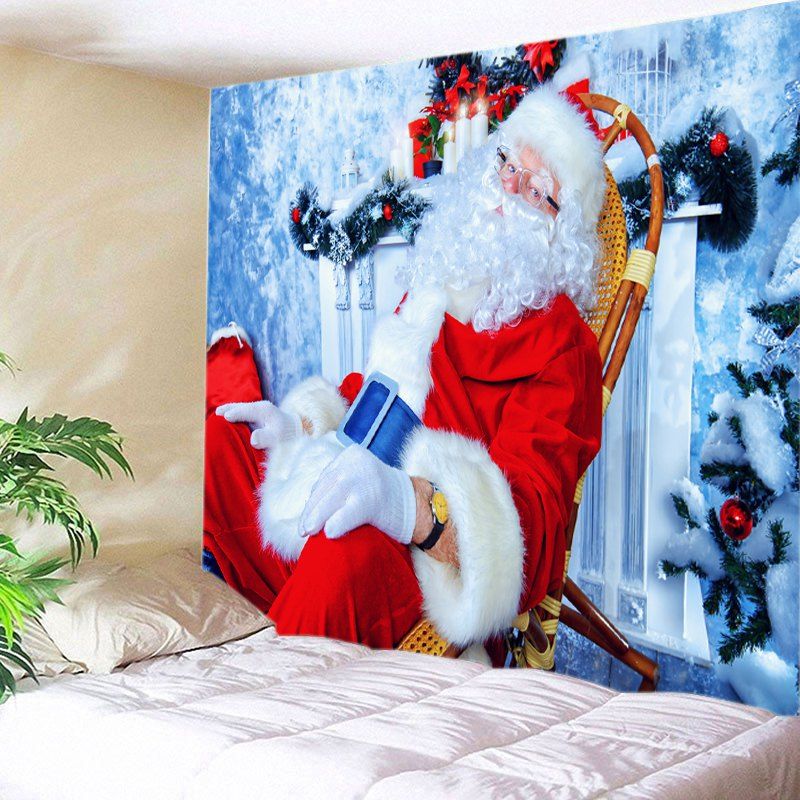 

Christmas Santa Claus Print Tapestry Wall Hanging Decor, Red