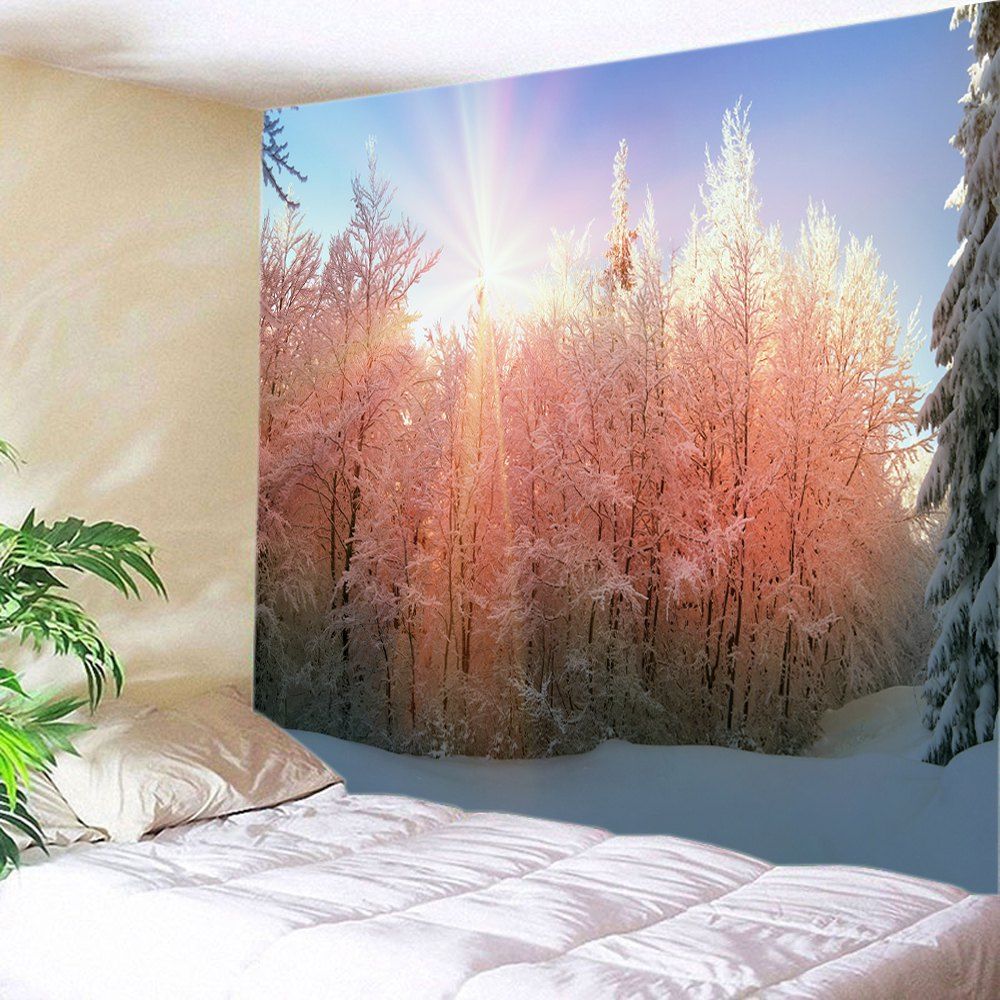 

Sunlight Snow Forest Print Tapestry Wall Hanging Art, Colormix