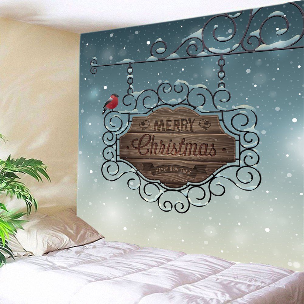 

Merry Christmas Sign Print Tapestry Wall Hanging Art, Colormix