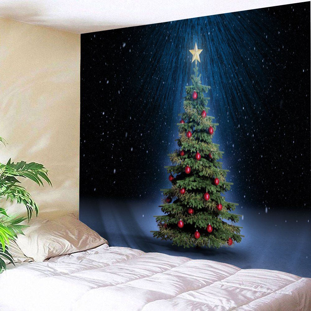

Wall Decor Christmas Tree Home Tapestry, Black blue