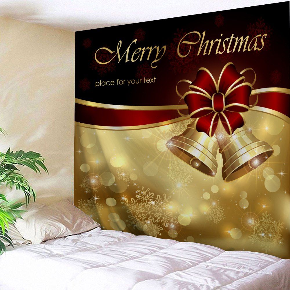 

Merry Christmas Bell Wall Hanging Tapestry, Golden