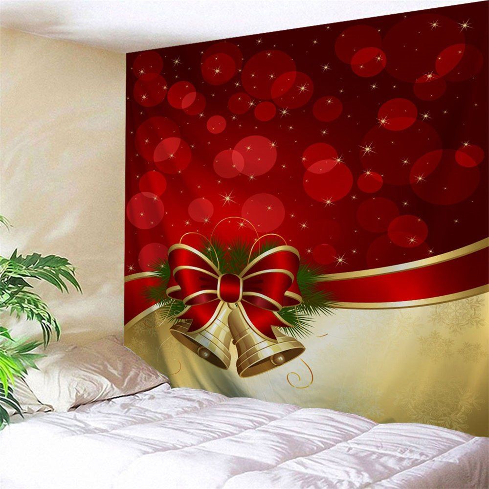 

Christmas Bowknot Bell Wall Decor Tapestry, Red