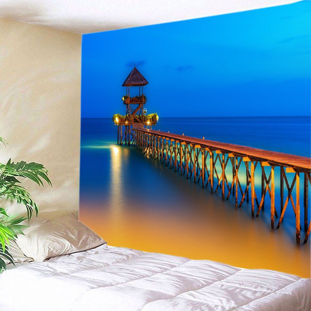

Ocean Bridge Print Tapestry Wall Hanging Art, Blue