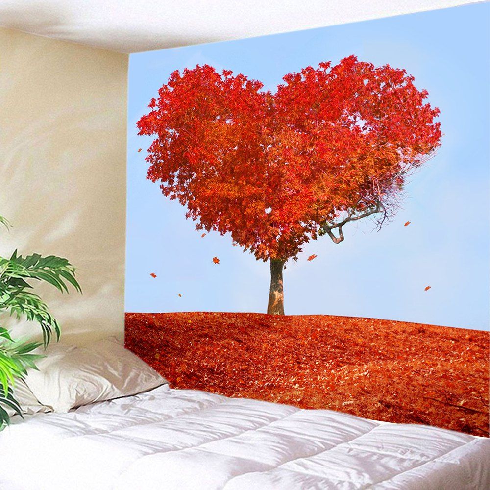 

Heart Maple Tree Print Tapestry Wall Hanging Art, Red