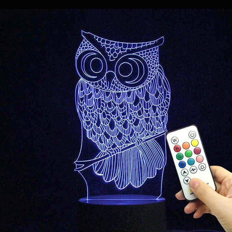 

Remote Control Color Change Owl Shape LED Light, Transparent