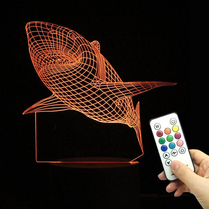 

LED Shark Remote Control Color Change Lamp, Transparent