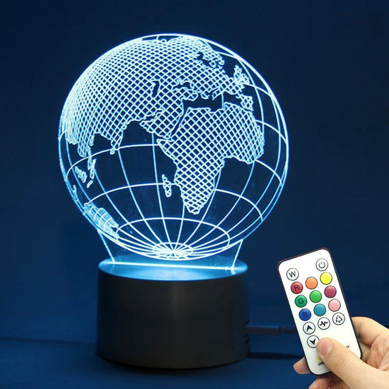 

Earth Shape Color Change Remote Control LED Lamp, Transparent