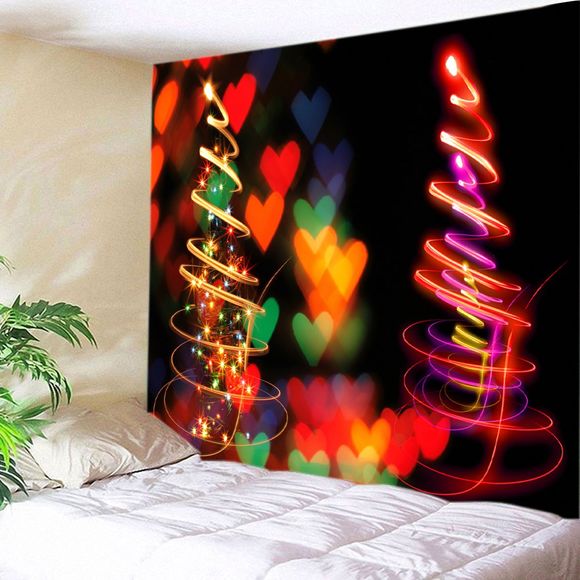 Coeurs de Noël Print Tapestry Wall Hanging Art - multicolore W91 INCH * L71 INCH
