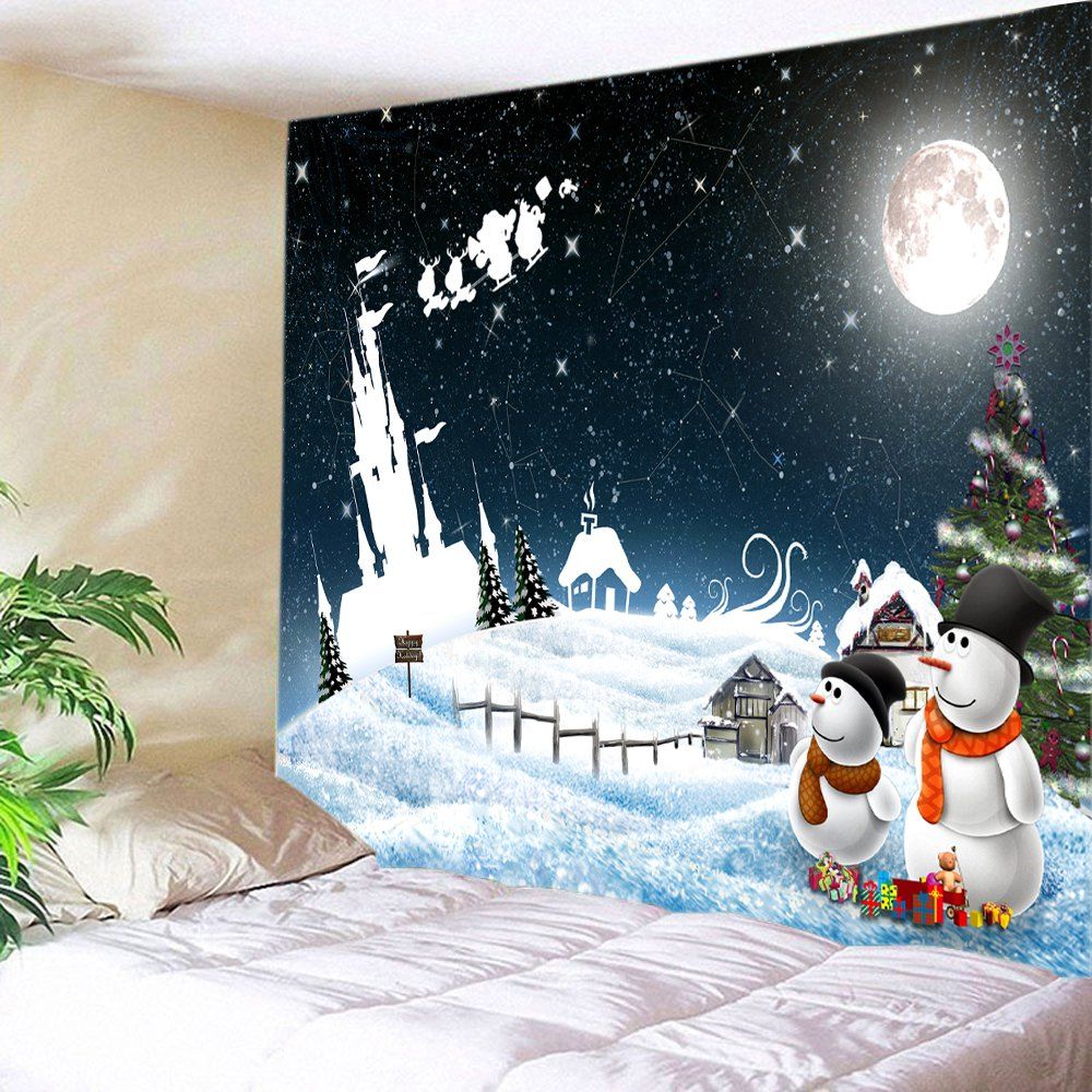 Christmas Starry Sky Print Tapestry Wall Hanging Art, COLORMIX, W INCH ...