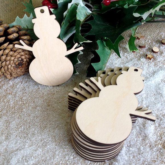 10 Pièces de Décorations de Sapin de Noël en Forme de Bonhommes de Neige en Bois - Palomino 