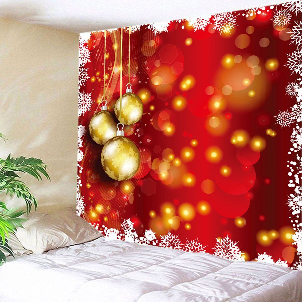 

Christmas Baubles Dot Print Tapestry Wall Hanging Art, Red