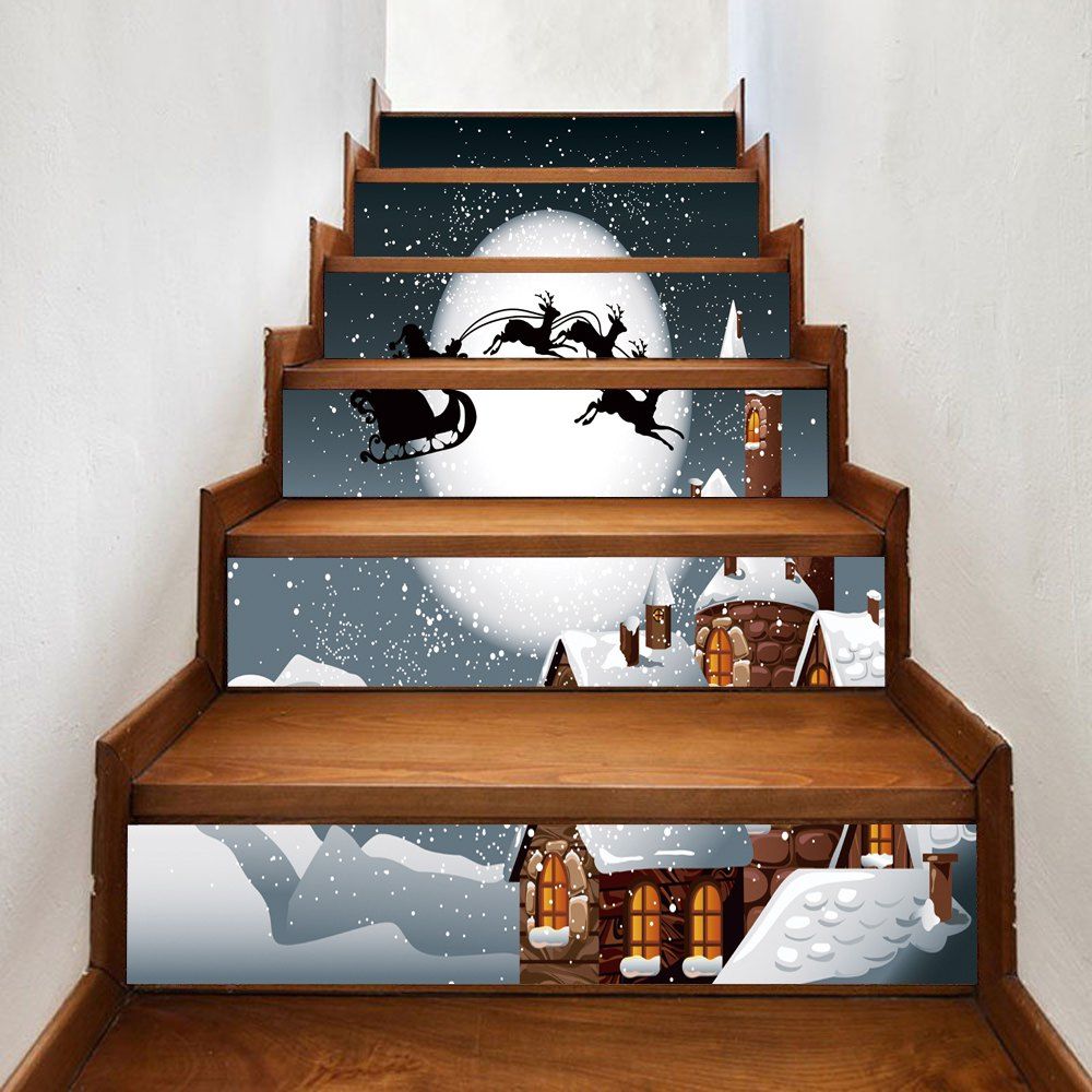 

Christmas Night Castle Pattern Stair Stickers, Colormix