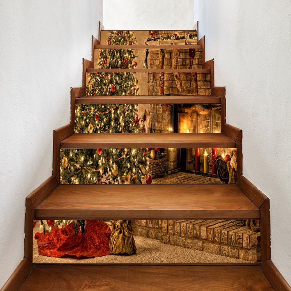 

Christmas Tree Fireplace Decorative Stair Stickers, Colormix