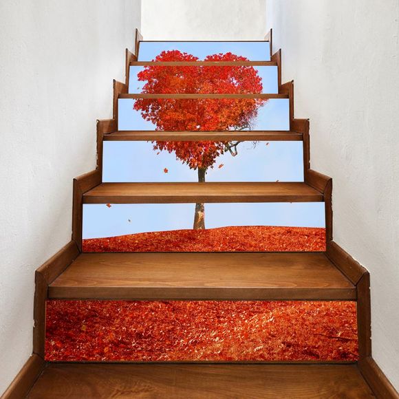 Stickers d'escalier en érable - Rouge 100*18CM*6PCS