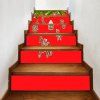 Autocollant d'Escalier de Noël Motif de Biscuits - Rouge 100*18CM*6PCS