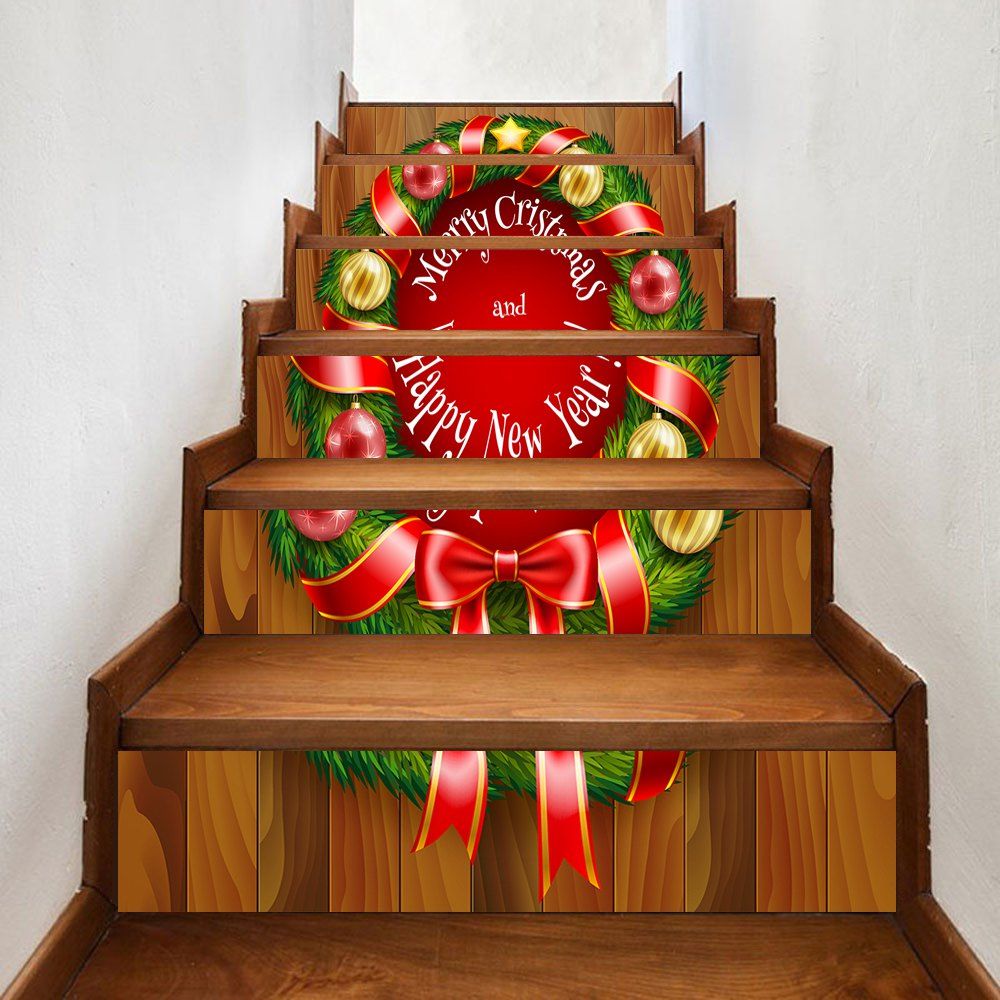 

Christmas Wreath Greetings Pattern Stair Stickers, Colormix