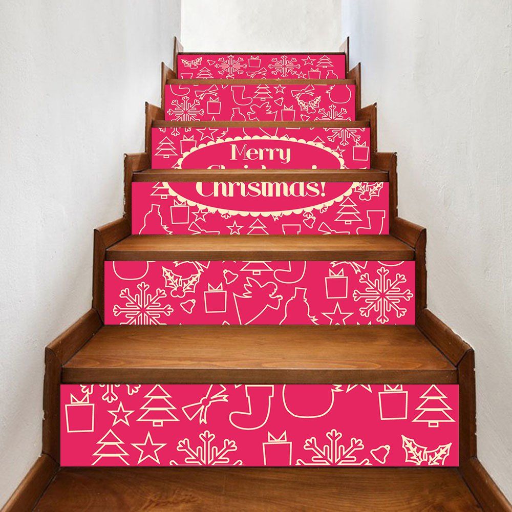 

Christmas Stick Figure Pattern Stair Stickers, Papaya