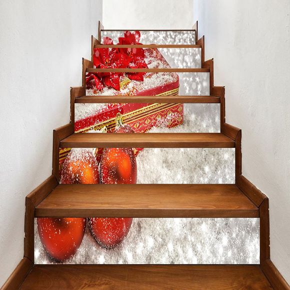 Autocollant d'Escalier de Noël Décoratif Motif de Boule - multicolore 100*18CM*6PCS