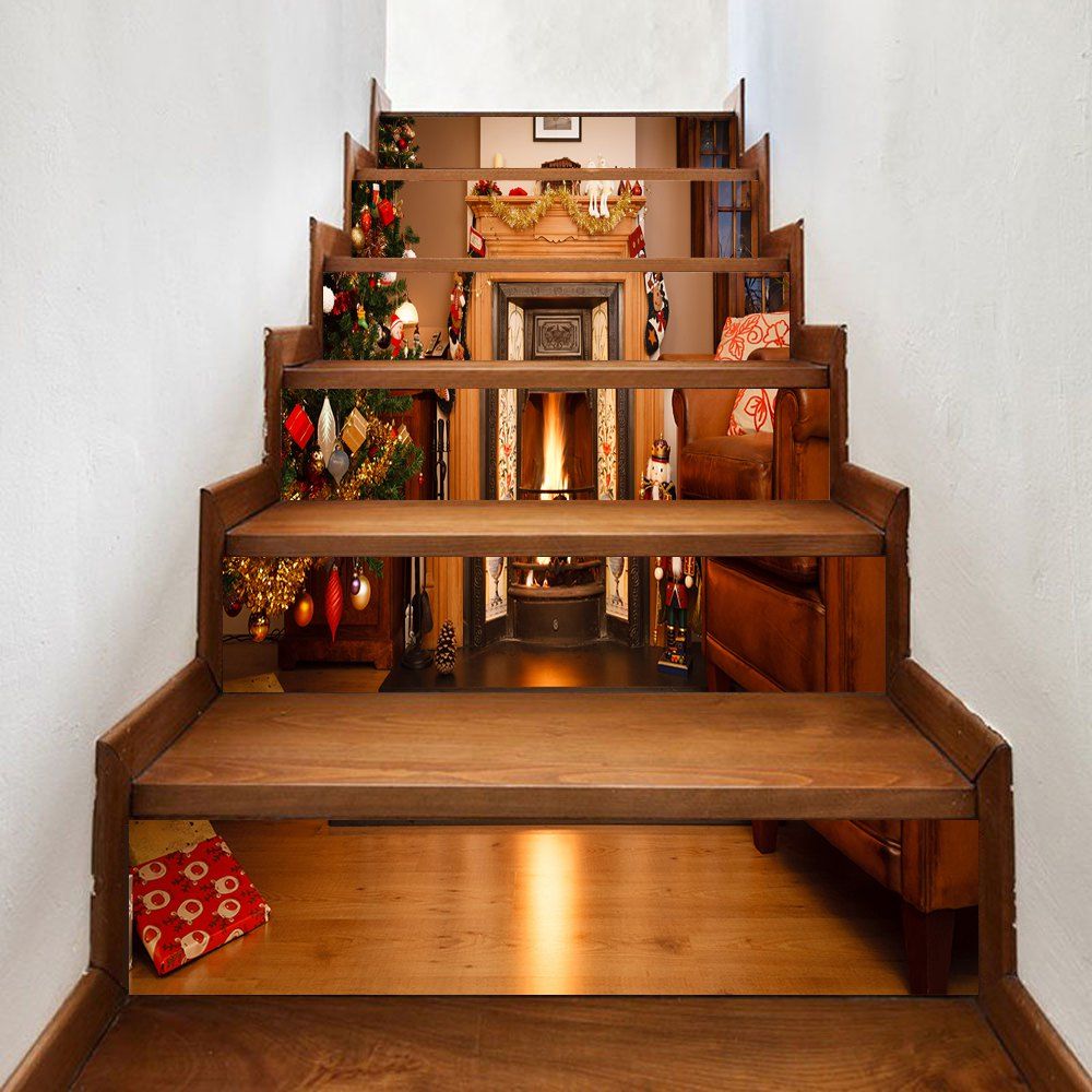 

Christmas Fireplace Living Room Pattern Stair Stickers, Colormix