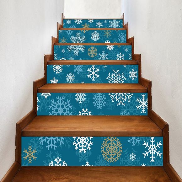 Autocollant d'Escalier de Noël Motif Flocon de Neige - multicolore 100*18CM*6PCS