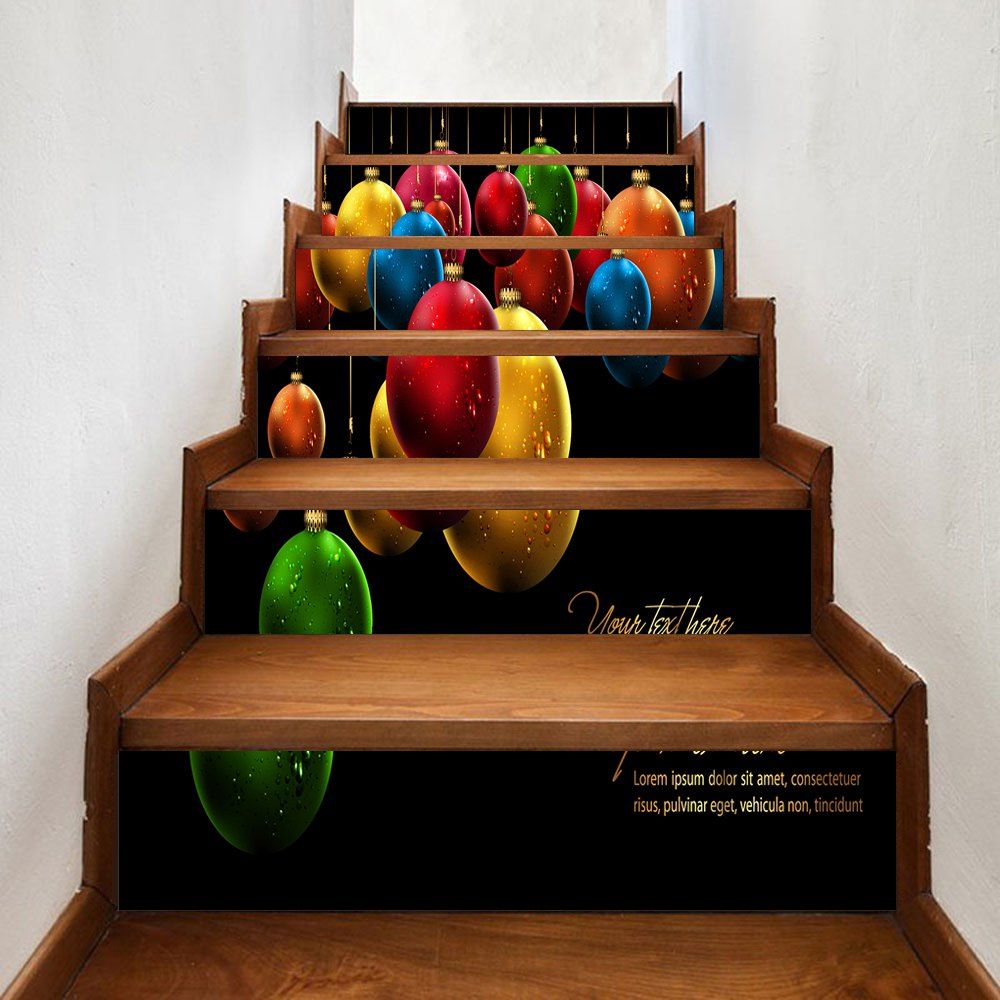 

Christmas Baubles Letters Pattern Stair Stickers, Colormix