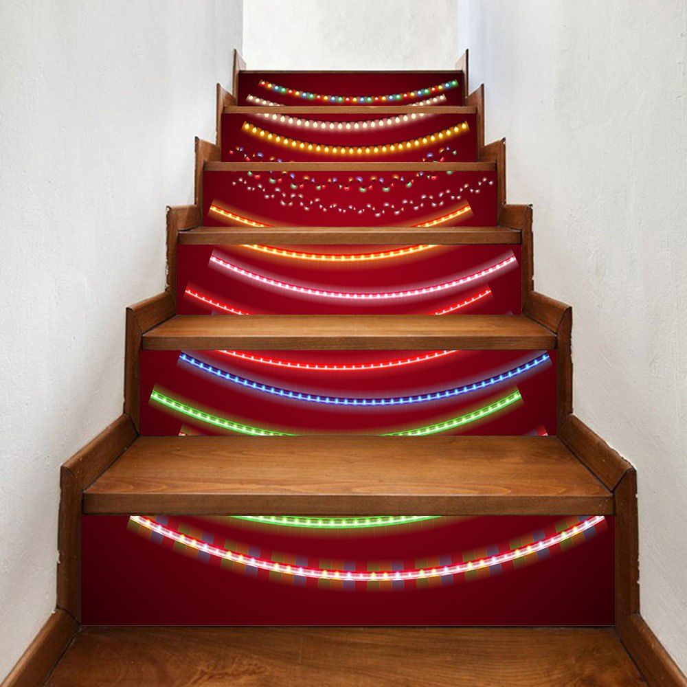 

Christmas String Lights Pattern Stair Stickers, Colormix