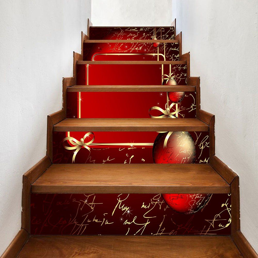 

Christmas Baubles Letter Pattern Stair Stickers, Red