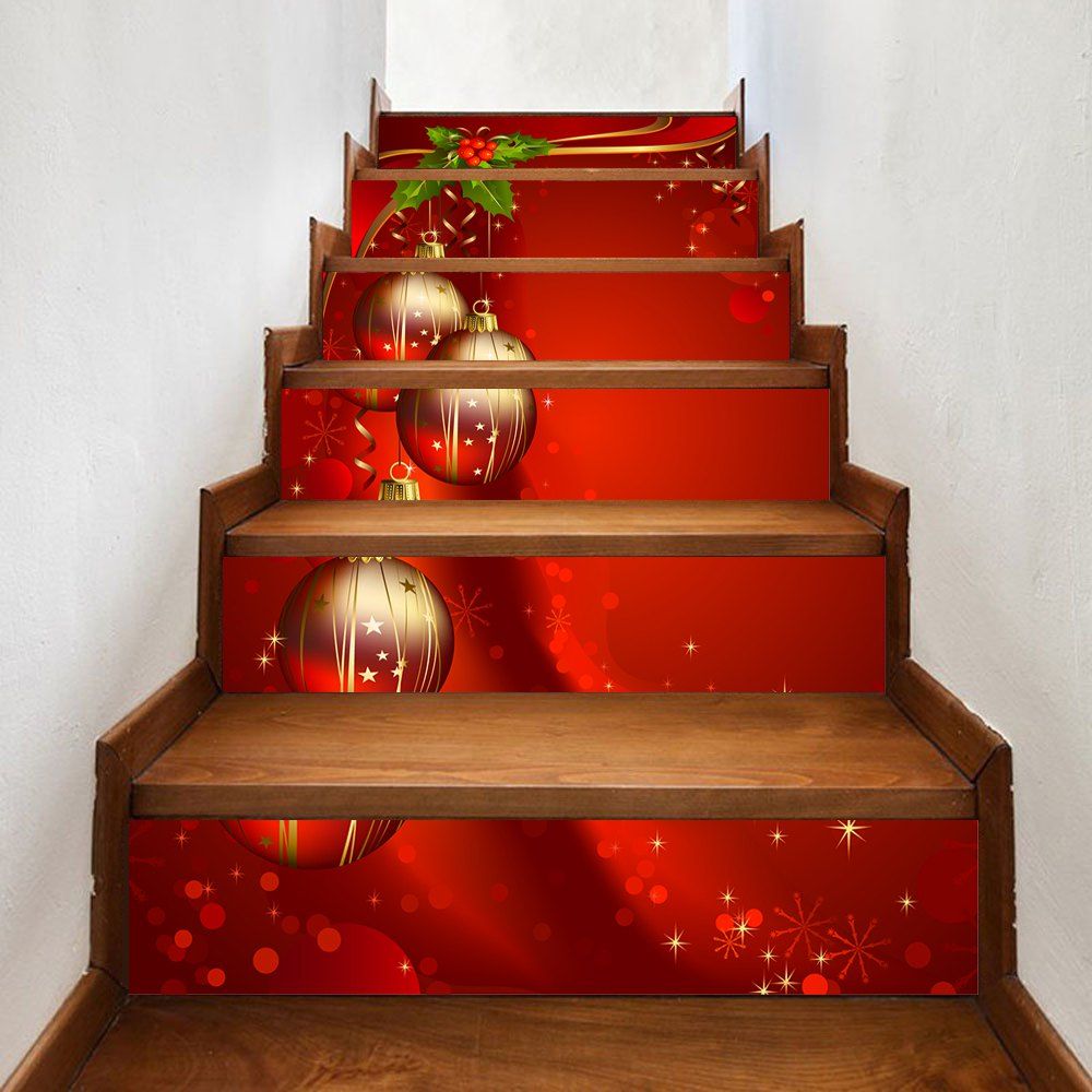 

Christmas Fruit Balls Pattern Stair Stickers, Red