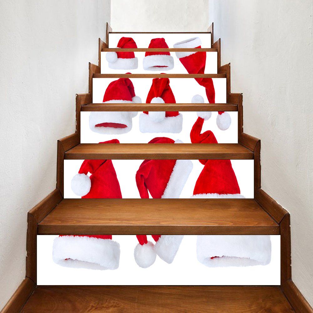 

Christmas Hats Pattern Stair Stickers, Red