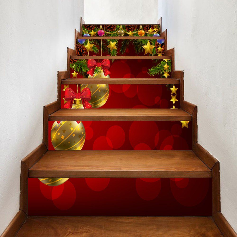 

Christmas Baubles Stars Pattern Stair Stickers, Colormix