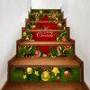 Autocollant d'Escalier de Noël Motif de Sapin et d'Elément de Noël - multicolore 100*18CM*6PCS