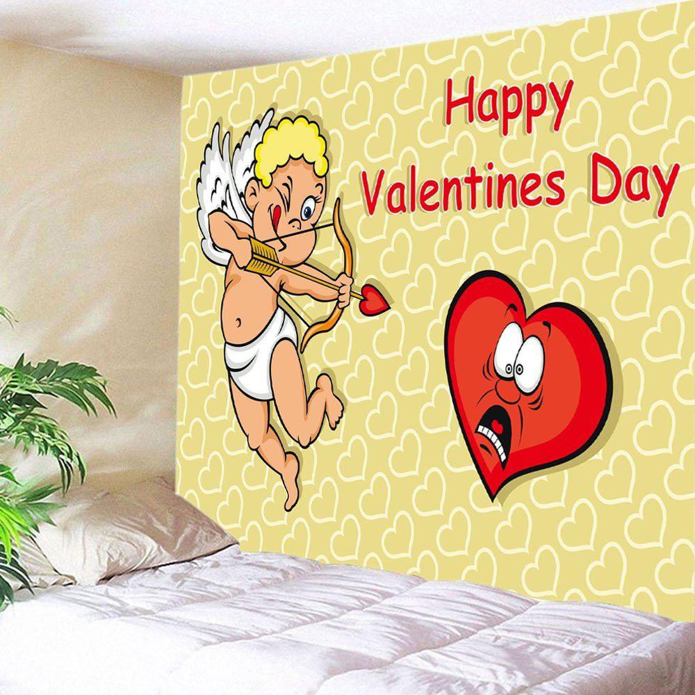 

Valentine's Day Cupid Print Tapestry Wall Art, Yellow