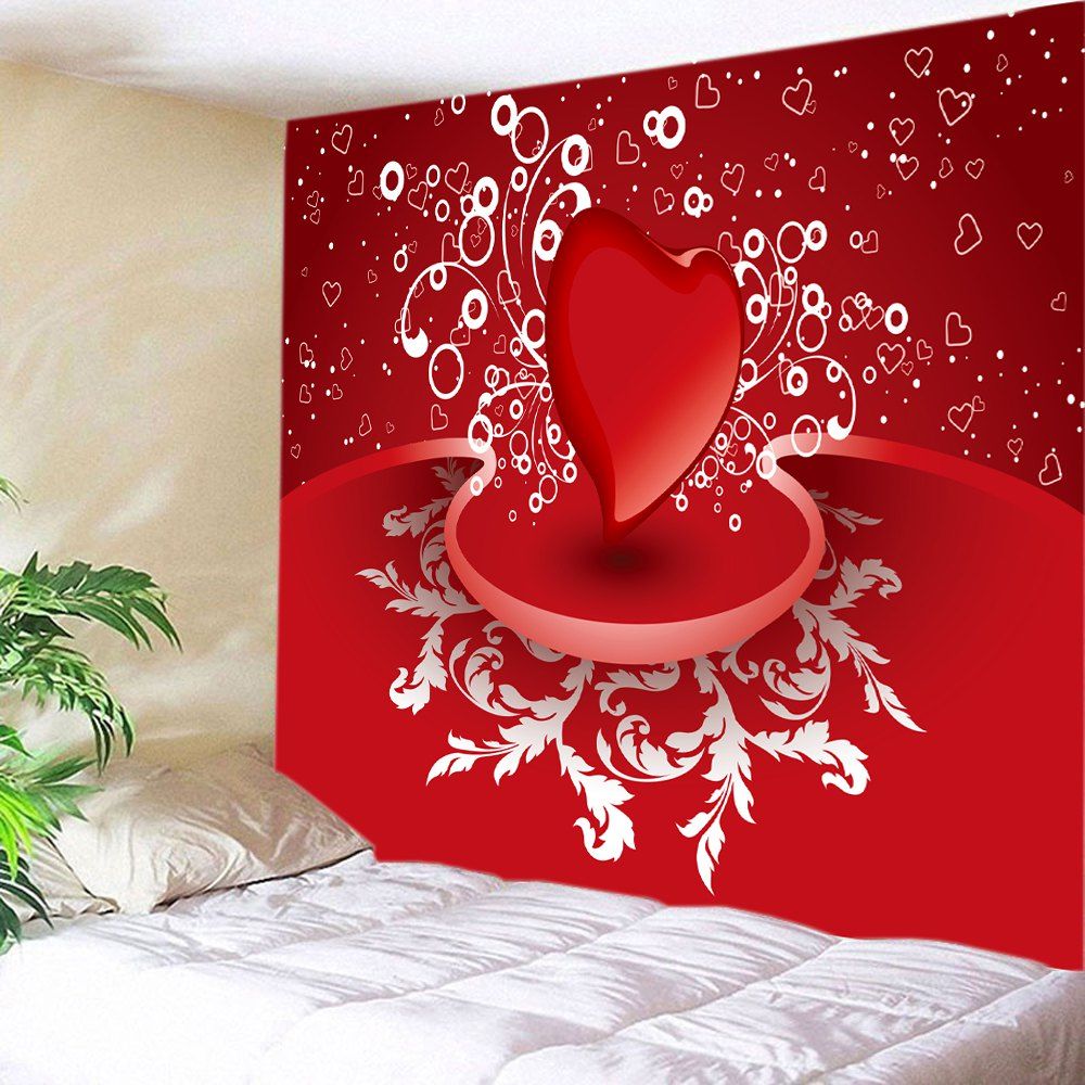 

Valentine's Day Heart Print Tapestry Wall Art, Red