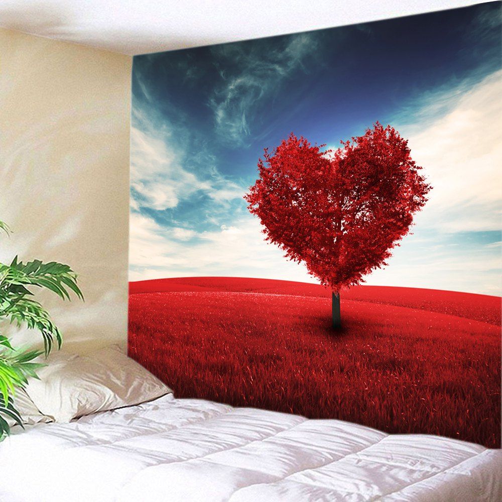 

Valentine's Day Heart Tree Print Tapestry Wall Art, Red