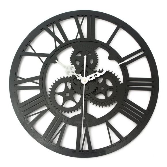 Horloge Murale Européenne Vintage de Mécanisme de Vitesse DIY pour Décoration à la Maison - Noir 