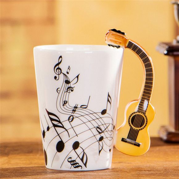 Note de musique guitare acoustique en céramique boisson thé tasse de café tasse - Blanc FREE NOTE