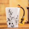 Musical Note Acoustic Guitar Ceramic Drink Tea Coffee Mug Cup - WHITE FREE NOTE